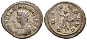 GALLIENUS (253-268). Antoninianus. Mediolanum.

Obv: IMP GALLIENVS AVG COS V.
Radiate bust left, wearing imperial mantle and holding eagle-tipped scep...