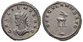GALLIENUS (253-268). Antoninianus. Antioch.

Obv: GALLIENVS AVG.
Radiate, cuirassed and draped bust left.
Rev: SAECVLARHS AVG.
Stag standing right; be...