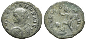 AURELIAN (270-275). Antoninianus. Rome.

Obv: AVRELIANVS AVG.
Bust left, radiate, cuirassed, seen from rear, holding spear pointing forward in right h...