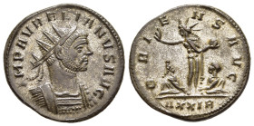 AURELIAN (270-275). Antoninianus. Rome.

Obv: IMP AVRELIANVS AVG.
Radiate and cuirassed bust right.
Rev: ORIENS AVG / AXXIR.
Sol standing left, h...