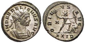 AURELIAN (270-275). Antoninianus. Rome.

Obv: IMP AVRELIANVS AVG.
Radiate and cuirassed bust right.
Rev: ORIENS AVG / H // XXIR.
Sol, holding branch a...