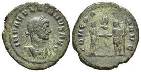 AURELIAN (270-275). As. Rome.

Obv: IMP AVRELIANVS AVG.
Laureate and cuirassed bust right.
Rev: CONCORDIA AVG.
Severina and Aurelian, holding sceptre,...