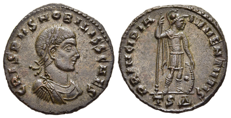 CRISPUS (Caesar, 316-326). Follis. Thessalonica.

Obv: CRISPVS NOBILISS CAES.
La...