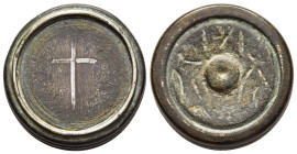 BYZANTINE EMPIRE. Commercial weight (5h- 7th century AD). 1 Uncia.

A circular bronze weight. The top bears the a cross within a circular border, all ...