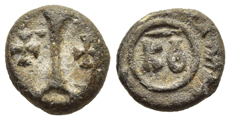 JUSTINIAN I (527- 565) Lead Decanummium, apparently struck in the aftermath of t...