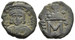 LEO III THE ISAURIAN with CONSTANTINE V (717-741). Follis. Constantinople.

Obv: δNO LЄON P A MUL A.
Crowned facing bust of Leo, holding globus crucig...