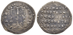 CONSTANTINE VII PORPHYROGENITUS with ROMANUS I, STEPHEN and CONSTANTINE (913-959). Miliaresion. Constantinople.

Obv: IҺSЧS XRISTЧS ҺICA / Rω - MA.
Cr...