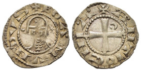 CRUSADER STATES. Antioch. Bohemond V (1233-1251). Denier.

Obv: +BOAMVNDVS. 
Bust left wearing Norman helmet decorated with cross pattée and chainmail...