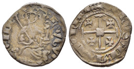 CRUSADER STATES. Cyprus. Hugh IV (1324-1359). Demi Gros.

Obv: hVGVE REI DE.
King seated facing on curulus chair, holding lis tipped sceptre and globu...