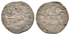 DEUTSCHE MÜNZEN. AACHEN. Friedrich II. (1215-1250). Pfennig.

Vs: Thronender Kaiser mit Palmzweig und Reichsapfel.
Rs: Gekröntes Brustbild Karls des G...