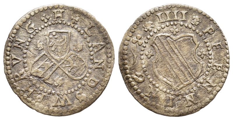 DEUTSCHE MÜNZEN. Baden-Durlach. Friedrich VII Magnus (1677-1709). 4 Pfennig. Hac...