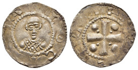 DEUTSCHE MÜNZEN. Mainz, Königliche Münzstätte. Heinrich II mit Erzbischof Willigis (1002-1011). Denar/ Pfennig. 

Vs: MOGNCIA, Brustbild des Erzbischo...