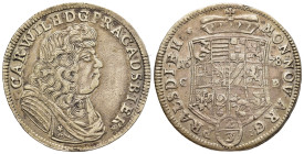 DEUTSCHE MÜNZEN. Sachsen-Anhant. Anhalt-Zerbst. Carl Wilhelm (1667-1718). 2/3 Taler (Gulden) 1678. C-P, Zerbst.

Mann 252; Dav.202.

Condition: sehr s...