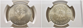 DEUTSCHE MÜNZEN. Weimarer Republik. 3 Reichsmark 1932 D. Auf den 100. Todestag von Goethe. In US-Plastikholder der NGC mit der Bewertung MS 64.

Jaege...