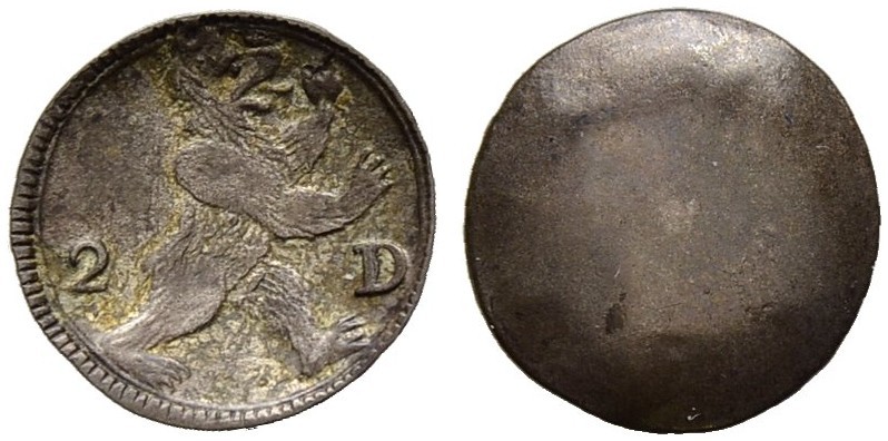 SCHWEIZ 
 Appenzell Innerrhoden 
 2 Pfennig o. J. (1750). Bär nach rechts. 0.4...