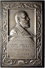 SCHWEIZ 
 Basel 
 Stadt 
 Versilberte Bronzeplakette 1905. Auf den Zoologen, Mediziner und Ratsherrn Fritz Müller. Stempel von Hans Frei. Brustbild...