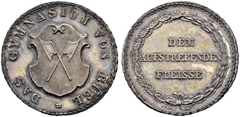 SCHWEIZ 
 Bern 
 Biel 
 Gymnasialprämie o. J. (1826-1836). Silber. 7.39 g. Sc...