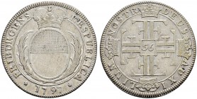SCHWEIZ 
 Freiburg / Fribourg 
 Stadt 
 Gulden zu 56 Kreuzern 1797. 10.83 g. D.T. 647b. HMZ 2-271b. Lt. gereinigt. Sehr schön.