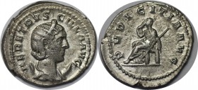 Römische Münzen, MÜNZEN DER RÖMISCHEN KAISERZEIT. Rom. Herennia Etruscilla. Antoninianus 249-251 n. Chr, 4.67 gms. Silber. RIC 59b. Stempelglanz
