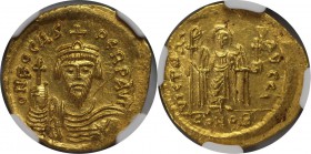 Byzantinische Münzen. Phocas ( 602-610 n. Chr). AV Solidus (4,43 g). Konstantinopel, 10. Offizina, n. Chr. 604-607. Drapierte und cuirassierte Büste v...