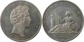 Altdeutsche Münzen und Medaillen, BAYERN / BAVARIA. Ludwig I. (1825-1848). Erste Eisenbahn von Nürnberg nach Fürth. Geschichtstaler 1835, Silber. AKS ...