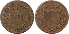 Altdeutsche Münzen und Medaillen, Frankfurt/Main, Stadt. 1 Pfennig- sog. Judenpfennig 1819. Jaeger 7. Sehr schön