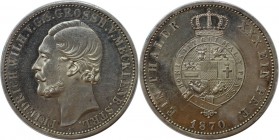 Altdeutsche Münzen und Medaillen, MECKLENBURG - STRELITZ. Friedrich Wilhelm (1860-1904). Vereinstaler 1870 A, Berlin, Silber. 18,48 g. Dav. 732, AKS 7...