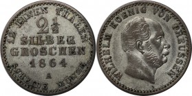 Altdeutsche Münzen und Medaillen, PREUßEN. 2 1/2 Silber Groschen 1864 A, Silber. Sehr schön - Vorzüglich