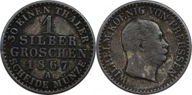 Altdeutsche Münzen und Medaillen, PREUßEN. 1 Silber Groschen 1867 A, Silber. Sehr Schön