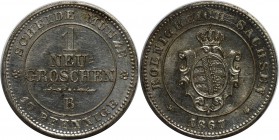 Altdeutsche Münzen und Medaillen, SACHSEN. Johann (1854-1873). 1 Neugroschen 1867 B. Billon. KM #1219. AKS 147. Stempelglanz