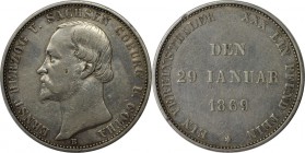 Altdeutsche Münzen und Medaillen, SACHSEN - COBURG - GOTHA. Ernst II (1844-1893). Taler 1869, 25jahrige Regierungsjubilaum. Silber. KM 152, AKS 117, K...