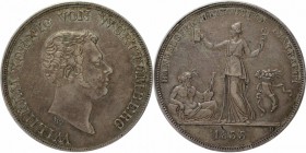 Altdeutsche Münzen und Medaillen, WÜRTTEMBERG. Wilhelm I (1816-1864). Taler 1833 W, Silber. Dav. 955. KM 570. Vorzüglich. Kratzer. Flecken.