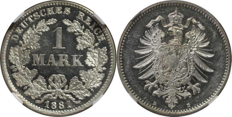 Deutsche Münzen und Medaillen ab 1871, REICHSKLEINMÜNZEN. 1 Mark 1881 D, Silber....