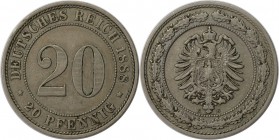 Deutsche Münzen und Medaillen ab 1871, REICHSKLEINMÜNZEN. 20 Pfenning 1888 E, Kupfer-Nickel. Jaeger 6. Vorzüglich.Kl.kratzer.