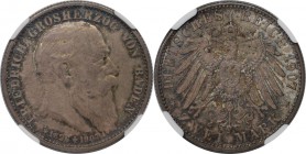 Deutsche Münzen und Medaillen ab 1871, REICHSSILBERMÜNZEN, Baden, Friedrich I (1852-1907). 2 Mark 1907, Silber. Jaeger 36. NGC PF-62