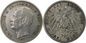Deutsche Münzen und Medaillen ab 1871. REICHSSILBERMÜNZEN. Baden. Friedrich II (1907-1918). 3 Mark 1909 G, Silber. Jaeger 39. Sehr Schön-Vorzüglich...