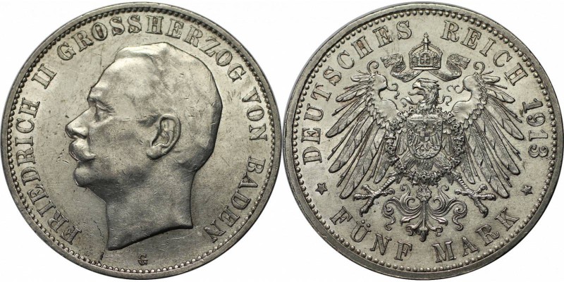 Deutsche Münzen und Medaillen ab 1871, REICHSSILBERMÜNZEN, Baden. Friedrich II. ...