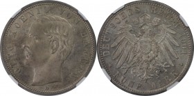 Deutsche Münzen und Medaillen ab 1871, REICHSSILBERMÜNZEN, Bayern, Otto (1886-1913). 5 Mark 1901 D, München, Silber. 27.76 g. Jaeger 46. NGC MS-64, Pr...