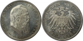 Deutsche Münzen und Medaillen ab 1871, Bayern. Prinzregent Luitpold (1886-1912). Zum 90-jähr. Geb. m. Lebensdaten. 5 Mark 1911 D, Silber. Jaeger 50. F...