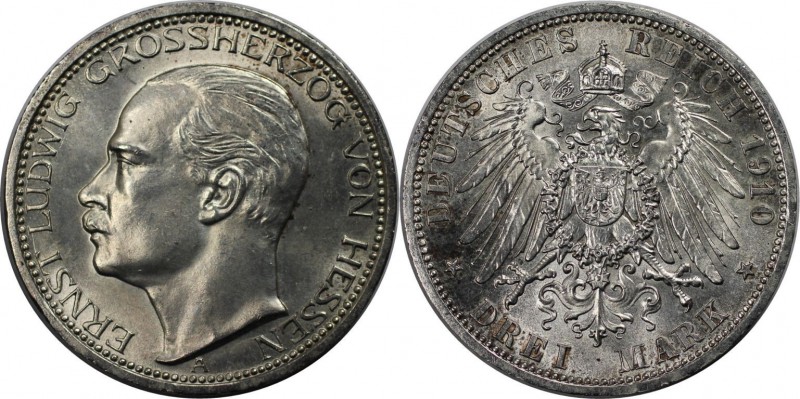 Deutsche Münzen und Medaillen ab 1871, REICHSSILBERMÜNZEN, Hessen. Ernst Ludwig ...
