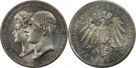 Deutsche Münzen und Medaillen ab 1871, REICHSSILBERMÜNZEN, Mecklenburg-Schwerin. Friedrich Franz IV. zur Hochzeit mit Alexandra. 5 Mark 1904 A, Jaeger...