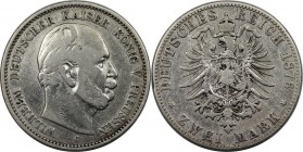Deutsche Münzen und Medaillen ab 1871, REICHSSILBERMÜNZEN, Preußen, Wilhelm I (1861-1888). 2 Mark 1876 C, Silber. Jaeger 96a. Schön-sehr schön, Kratze...