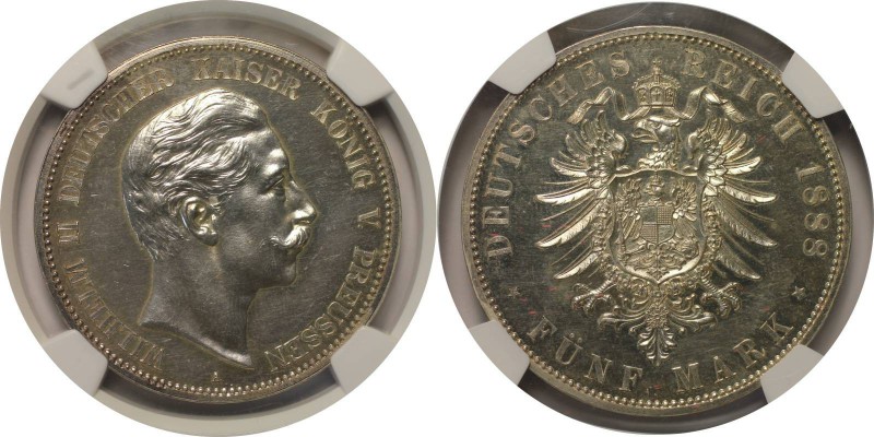 Deutsche Münzen und Medaillen ab 1871, REICHSSILBERMÜNZEN, Preußen. Wilhelm II. ...
