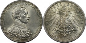 Deutsche Münzen und Medaillen ab 1871, REICHSSILBERMÜNZEN, Preußen. Wilhelm II (1888-1918). 25 jähriges Regierungsjubiläum. 3 Mark 1913 A, Silber. Jae...