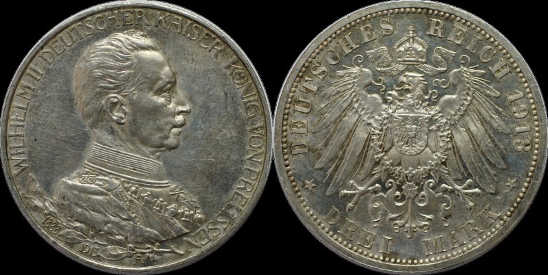 Deutsche Münzen und Medaillen ab 1871, REICHSSILBERMÜNZEN, Preußen, Wilhelm II (...