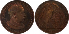 Deutsche Münzen und Medaillen ab 1871, REICHSSILBERMÜNZEN, Preußen, Wilhelm II (1888-1918). Bronze Proof Muster 3 Mark 1913. Schaaf-113 / G1. NGC PR-6...