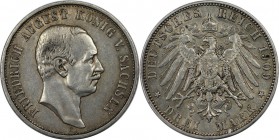 Deutsche Münzen und Medaillen ab 1871, REICHSSILBERMÜNZEN, Sachsen, Friedrich August III (1902-1918). 3 Mark 1909 E, Silber. Jaeger 135. Sehr Schön-Vo...