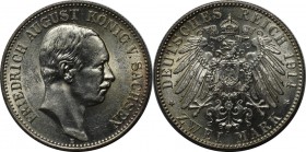 Deutsche Münzen und Medaillen ab 1871, REICHSSILBERMÜNZEN, Sachsen. Friedrich August III (1904-1918). 2 Mark 1914 E, Silber. Jaeger 134. Stempelglanz,...