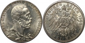 Deutsche Münzen und Medaillen ab 1871, REICHSSILBERMÜNZEN, Schwarzburg-Sonderhausen. Karl Günther (1880-1909). 25. Regierungsjubiläum. 2 Mark 1905 A. ...