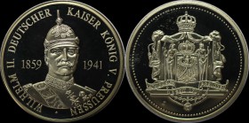Deutsche Münzen und Medaillen ab 1945, BUNDESREPUBLIK DEUTSCHLAND. PREUßEN. Wilhelm II (1859-1941). Medaille, Kupfer-Nickel. Stempelglanz, Fingerabdrü...